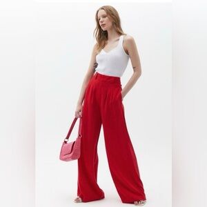 Babaton Vibrant Red Wide-Leg Pants